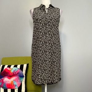 Theory Walvan Patterned Silk Sleeveless Shirt Dress 2 Work Cocktail